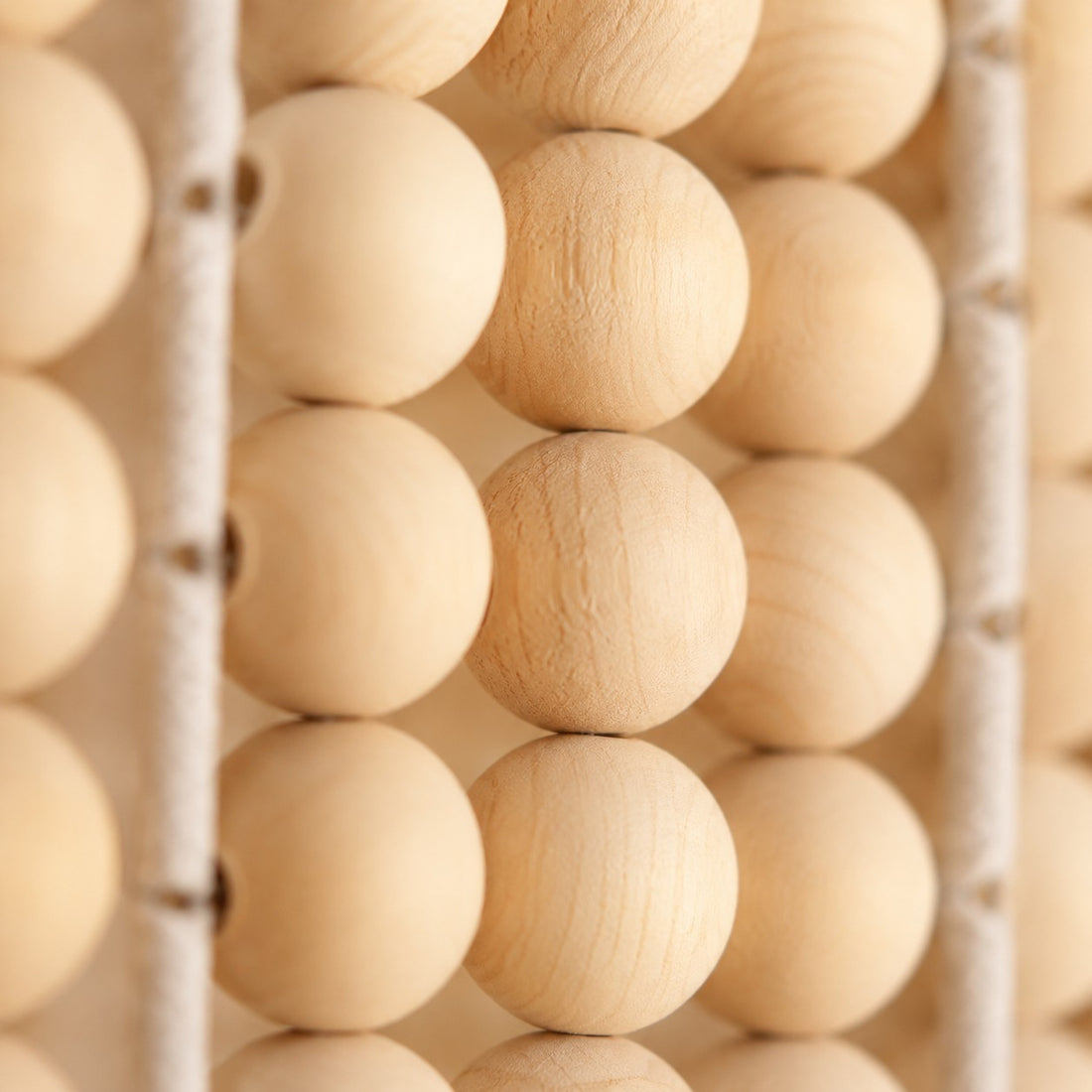 Natural Wood Bead Pendant Light with Wabi-Sabi Dome Shade