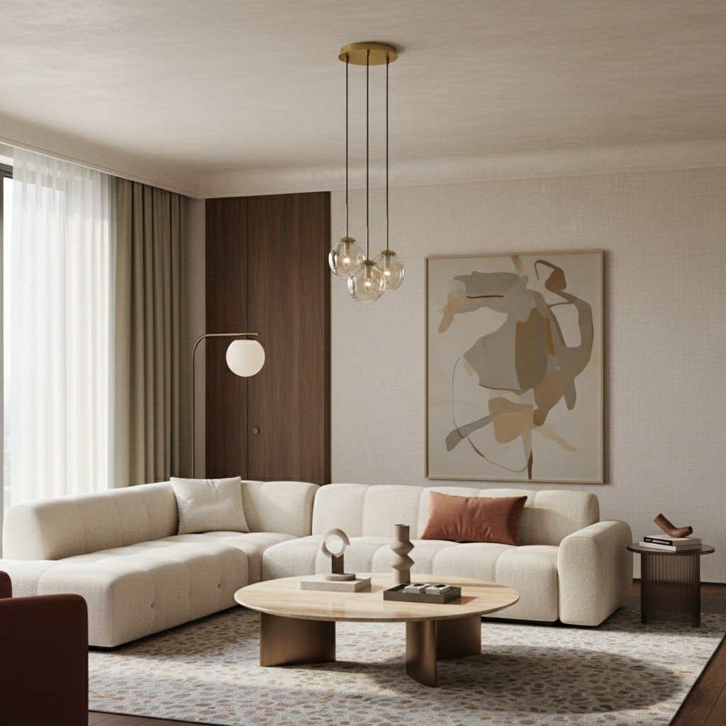 Glissora Hanging Light - Sculptural Cluster Design Tinted Glass and Metal for Entryway