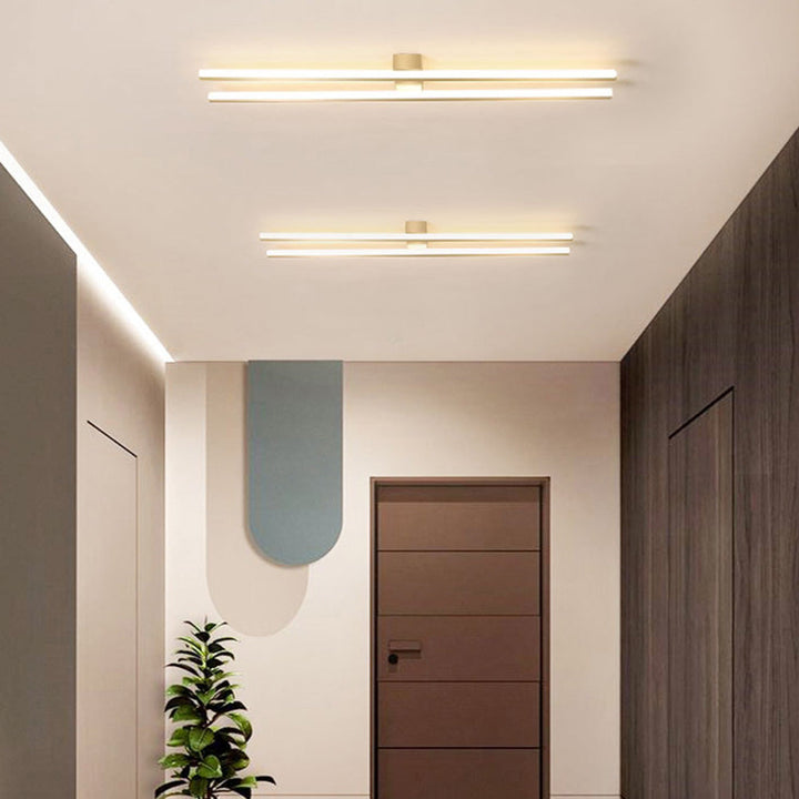 Double Linear Ceiling Light - Industrial Iron LED Lamp for Living Room