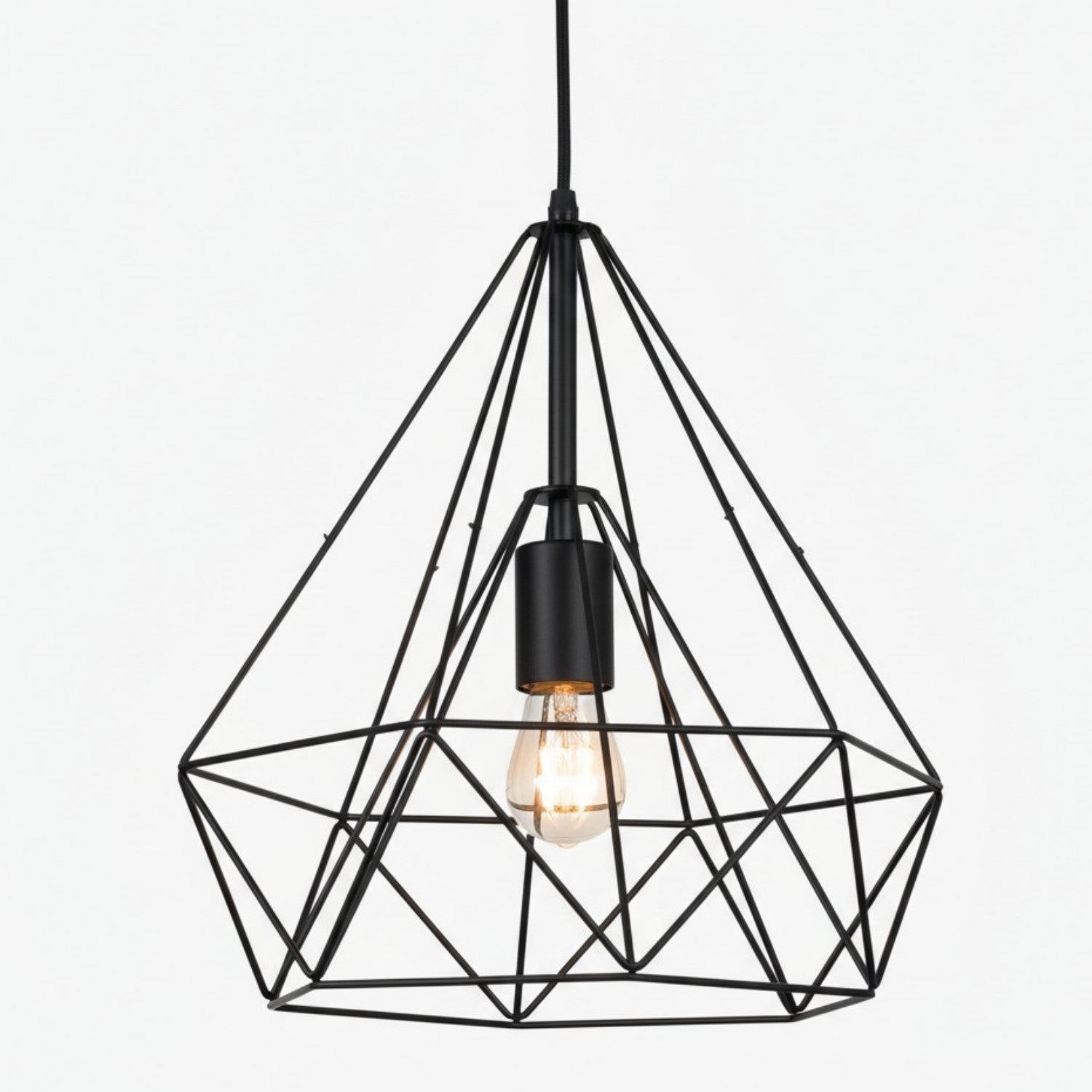 Skeletal Open Frame Pendant Light - Industrial Metal Pendant Lamp for Interior Lighting or Workspace