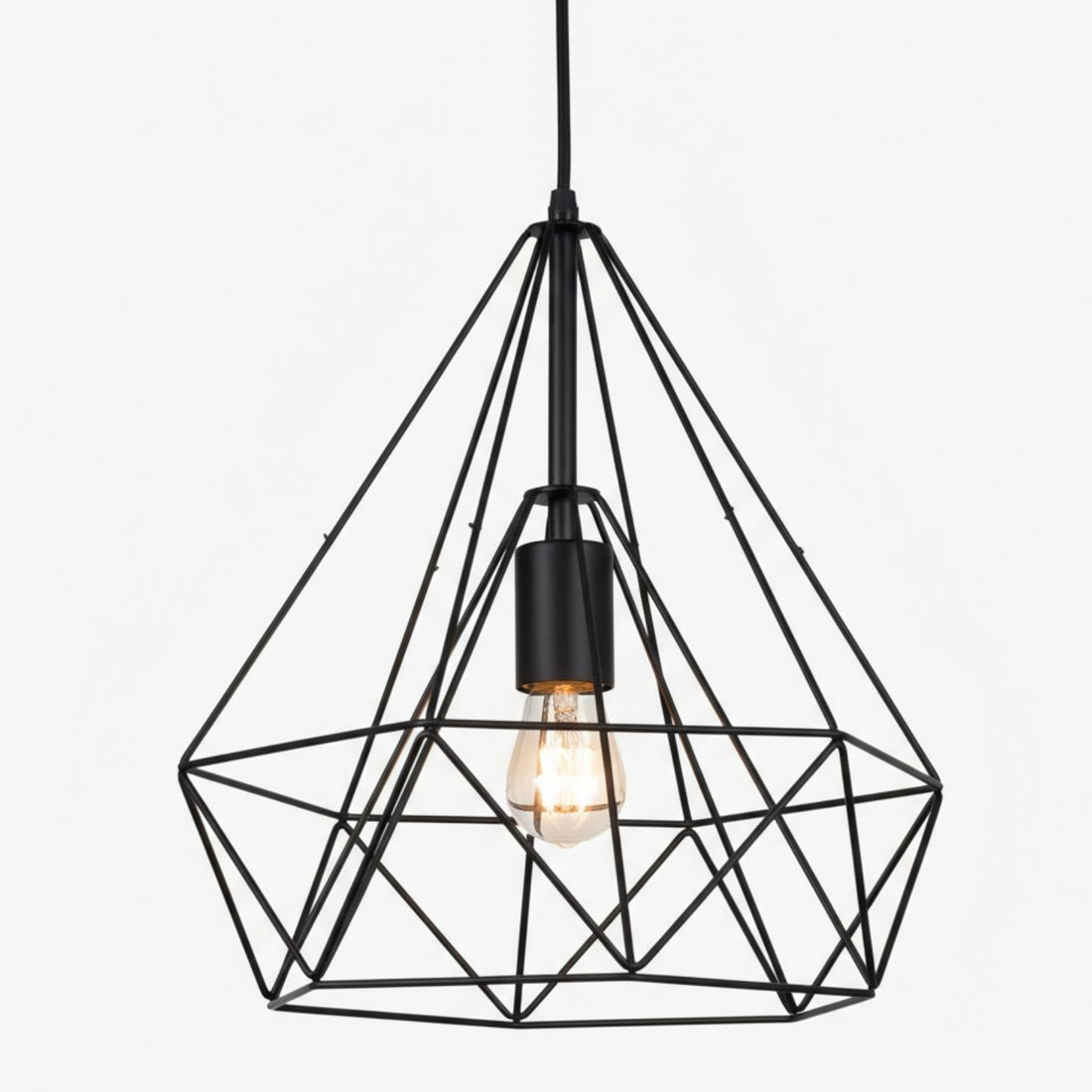 Skeletal Open Frame Pendant Light - Industrial Metal Pendant Lamp for Interior Lighting or Workspace