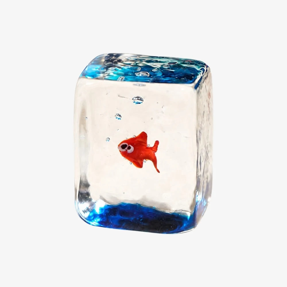 Handmade Glass Goldfish Tabletop Ornament for Shelf Decor