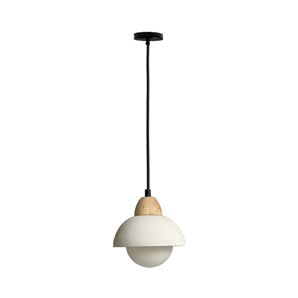 White Stone Pendant Light - Minimalist Kitchen Island Lighting Modern