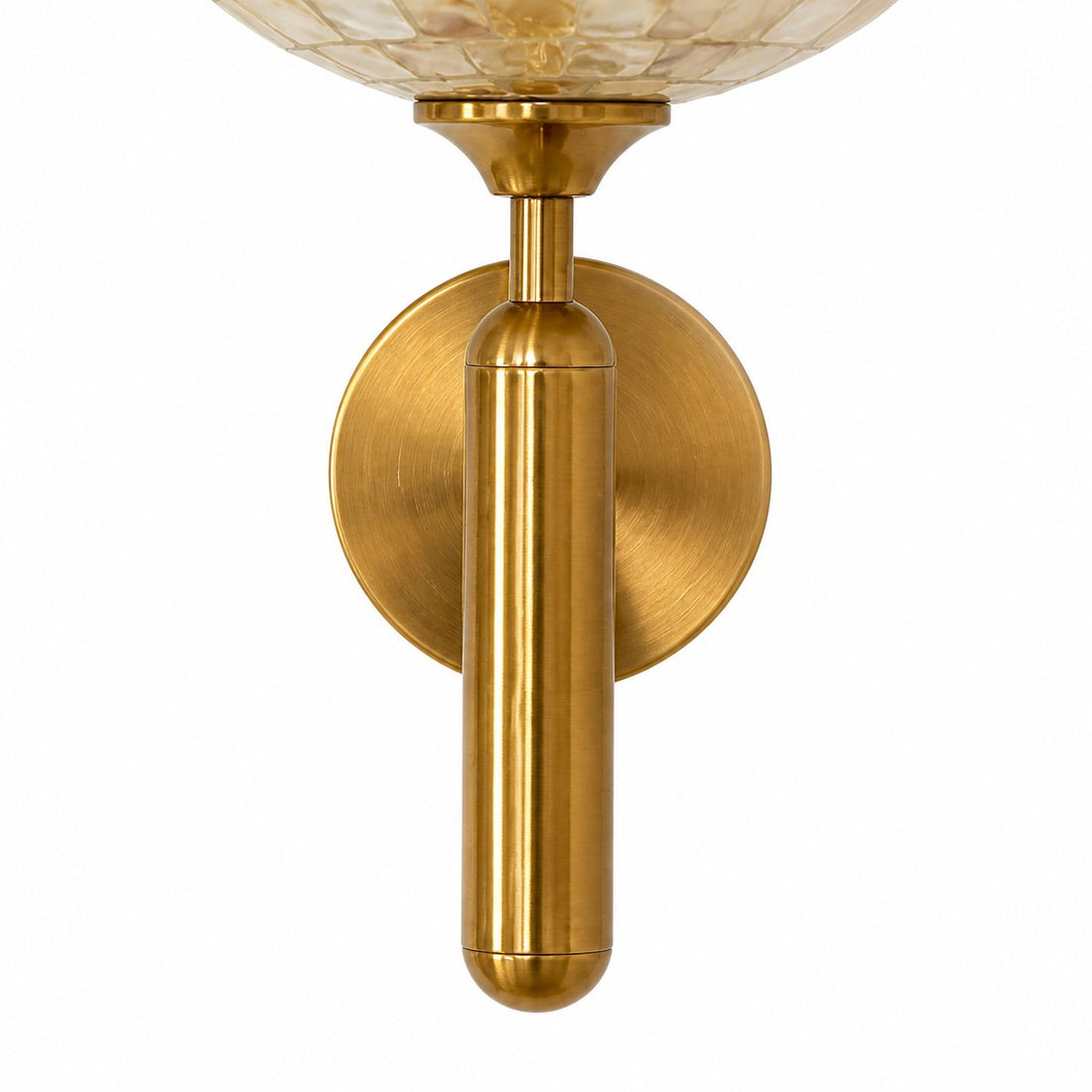 Vintage Shell Mosaic Brass Wall Sconce