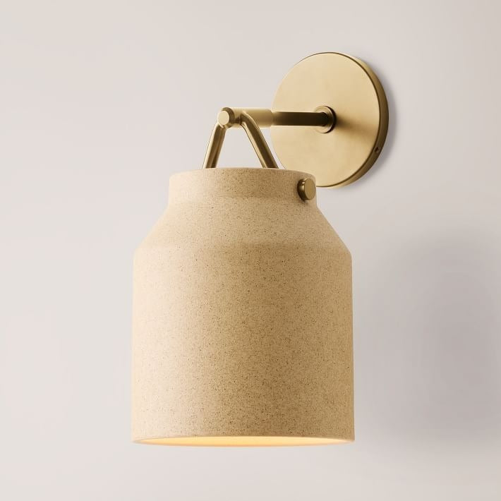 Hanton Brass Damp Rated Sconce - Modern Glass Wall Light for Bathroom