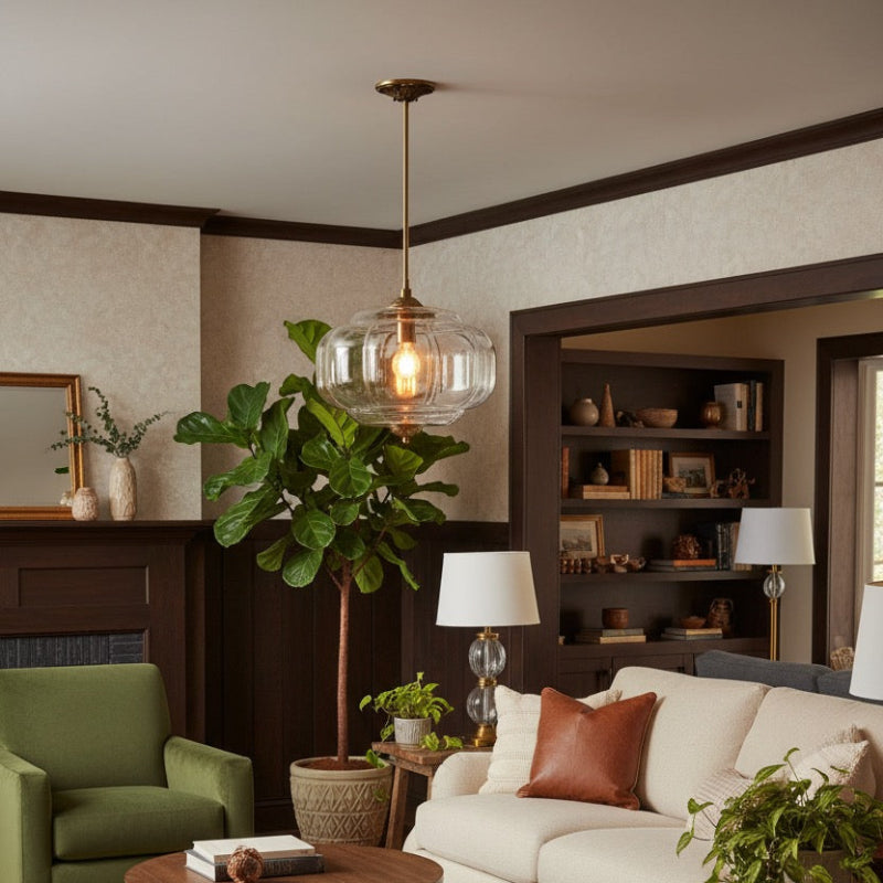 Vintage Milk Glass Eloise Semi-Flush Mount Pendant Light