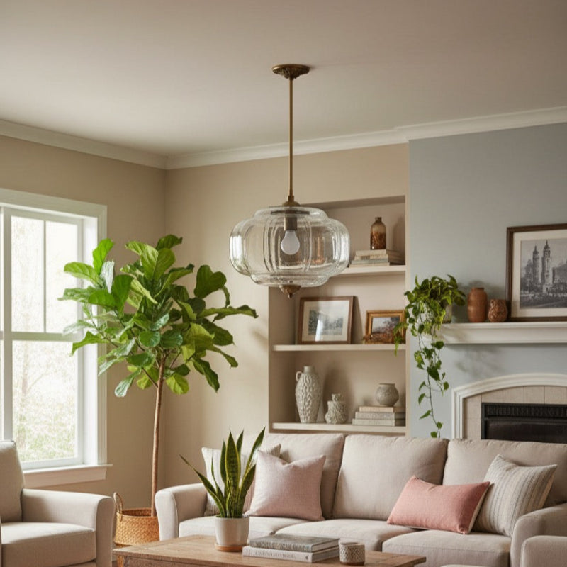 Vintage Milk Glass Eloise Semi-Flush Mount Pendant Light