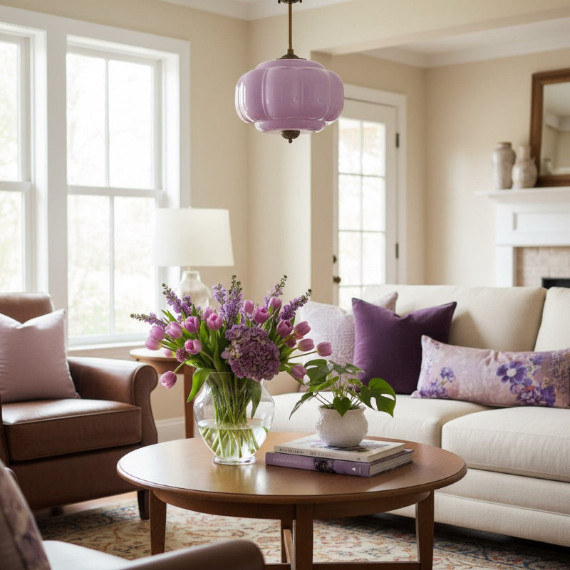 Vintage Milk Glass Eloise Semi-Flush Mount Pendant Light