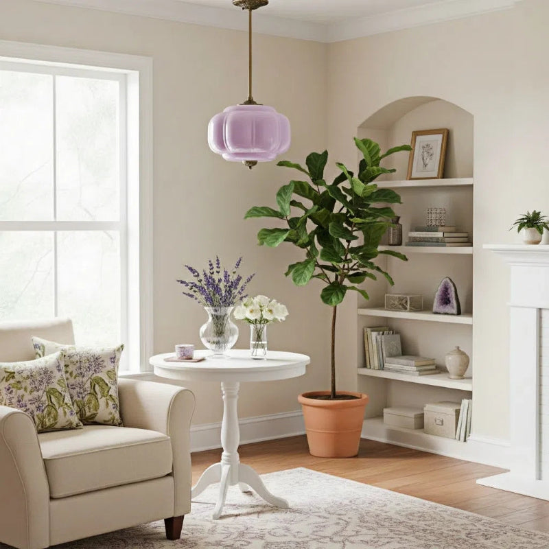 Vintage Milk Glass Eloise Semi-Flush Mount Pendant Light