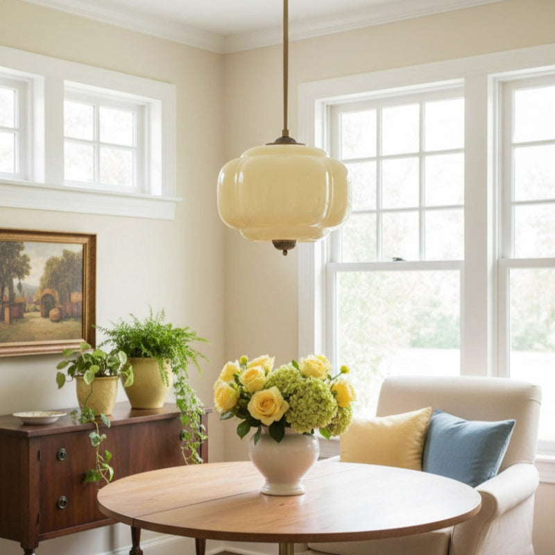 Vintage Milk Glass Eloise Semi-Flush Mount Pendant Light