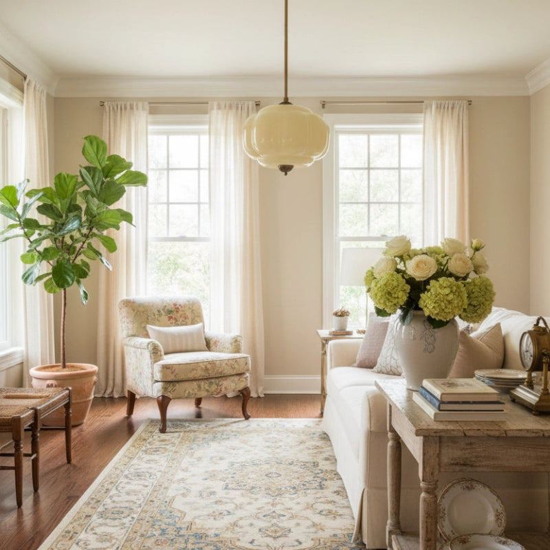 Vintage Milk Glass Eloise Semi-Flush Mount Pendant Light