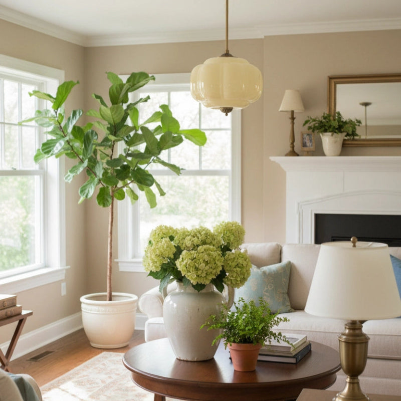 Vintage Milk Glass Eloise Semi-Flush Mount Pendant Light