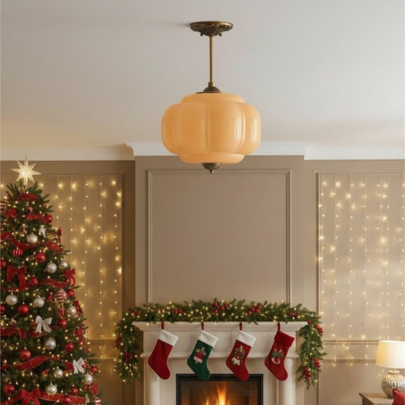 Vintage Milk Glass Eloise Semi-Flush Mount Pendant Light