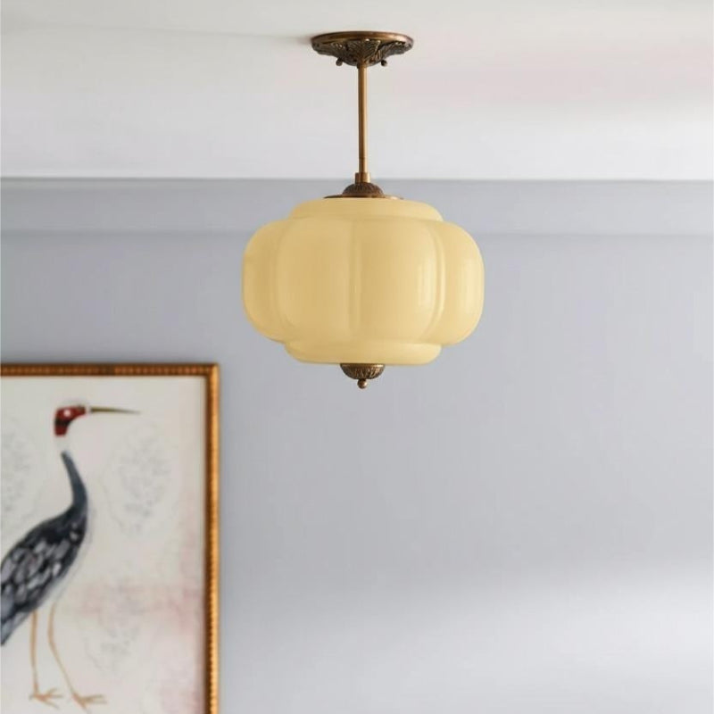 Vintage Milk Glass Eloise Semi-Flush Mount Pendant Light