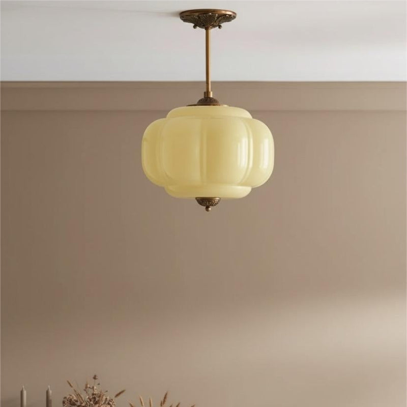 Vintage Milk Glass Eloise Semi-Flush Mount Pendant Light