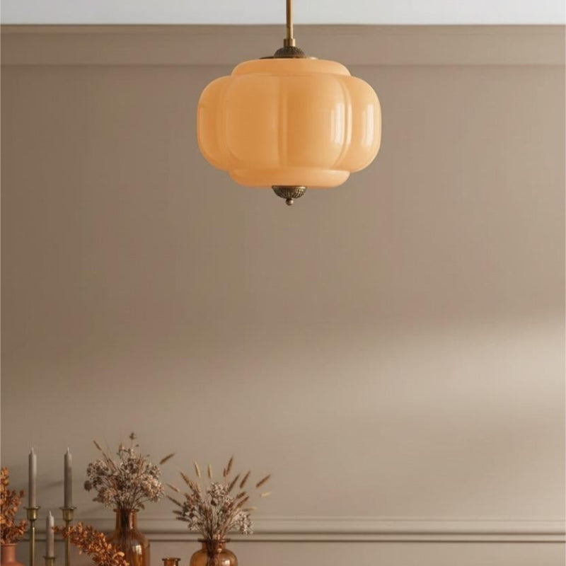 Vintage Milk Glass Eloise Semi-Flush Mount Pendant Light