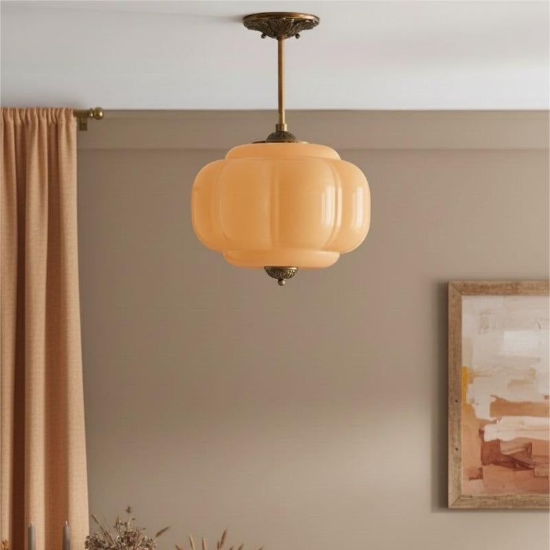 Vintage Milk Glass Eloise Semi-Flush Mount Pendant Light