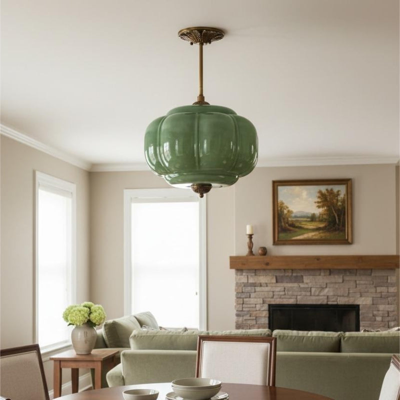 Vintage Milk Glass Eloise Semi-Flush Mount Pendant Light