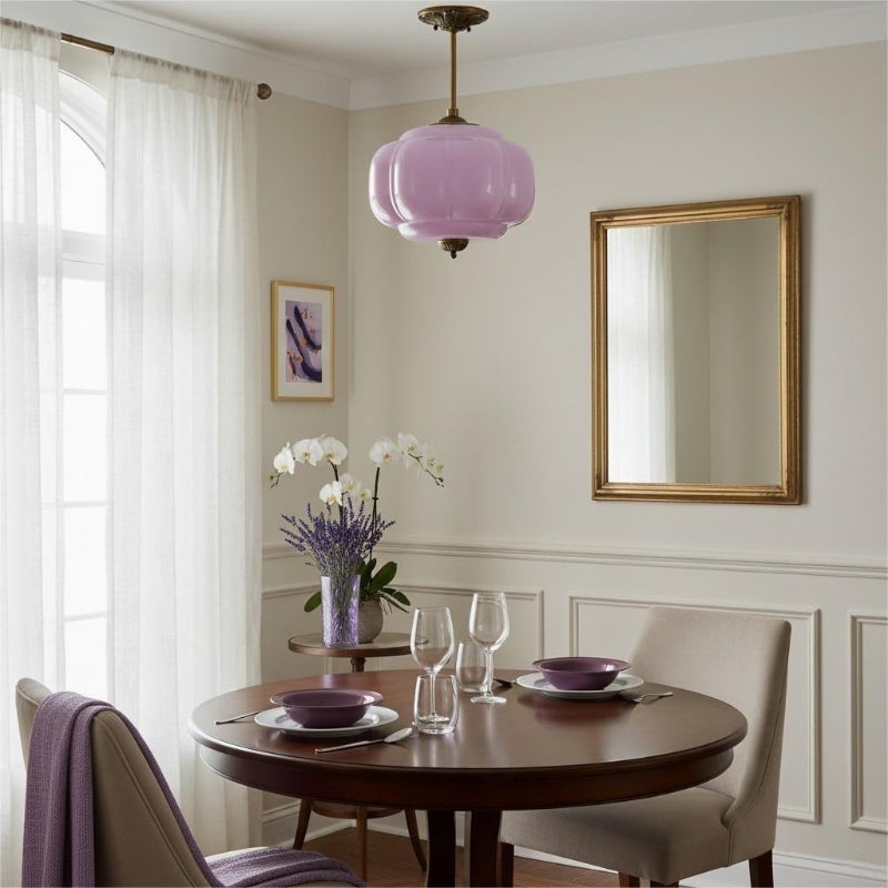 Vintage Milk Glass Eloise Semi-Flush Mount Pendant Light