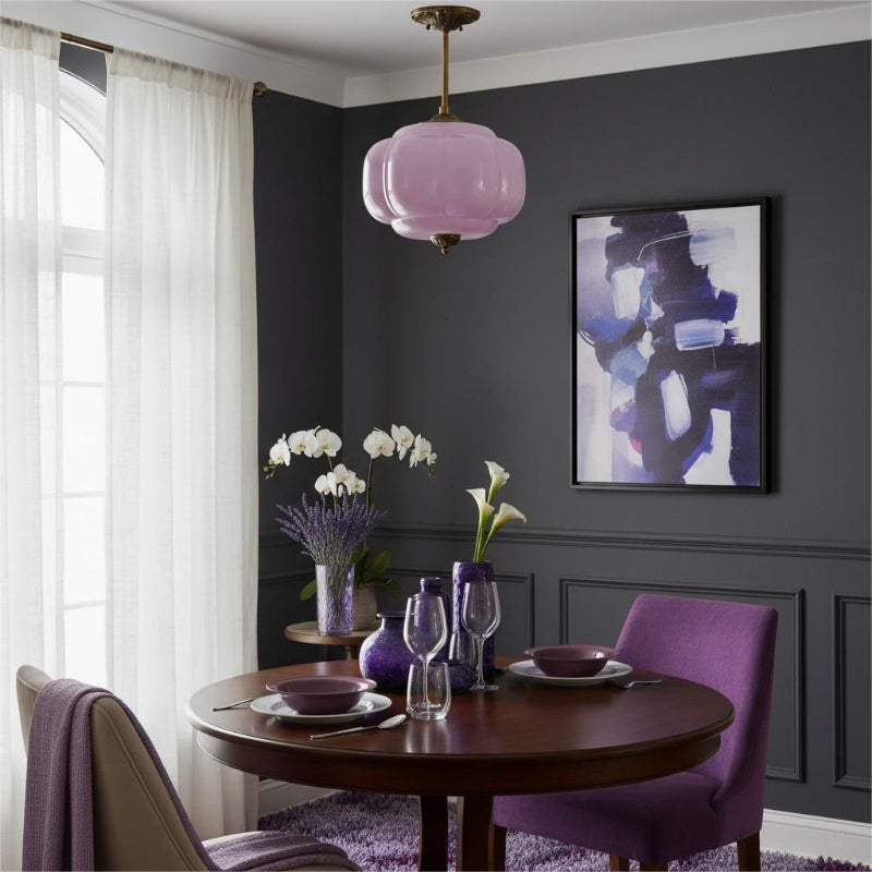 Vintage Milk Glass Eloise Semi-Flush Mount Pendant Light