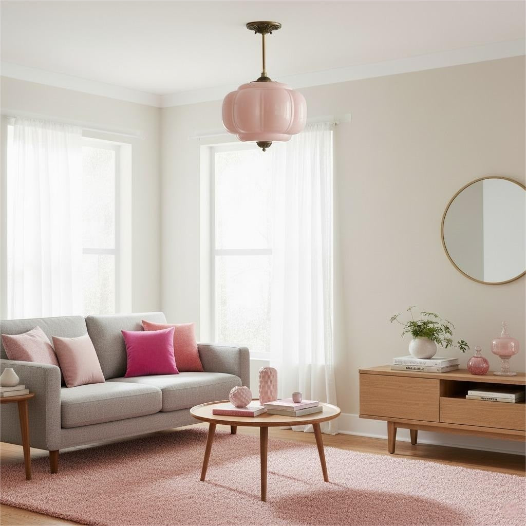 Vintage Milk Glass Eloise Semi-Flush Mount Pendant Light