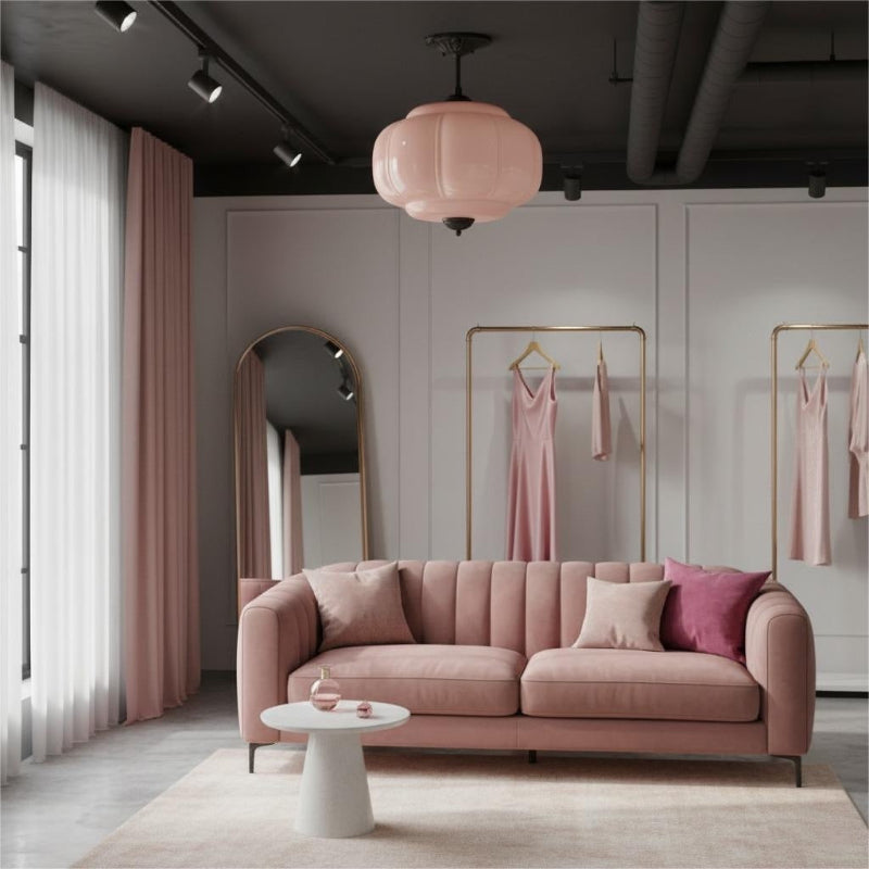 Vintage Milk Glass Eloise Semi-Flush Mount Pendant Light