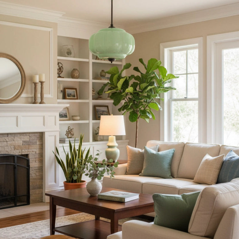 Vintage Milk Glass Eloise Semi-Flush Mount Pendant Light