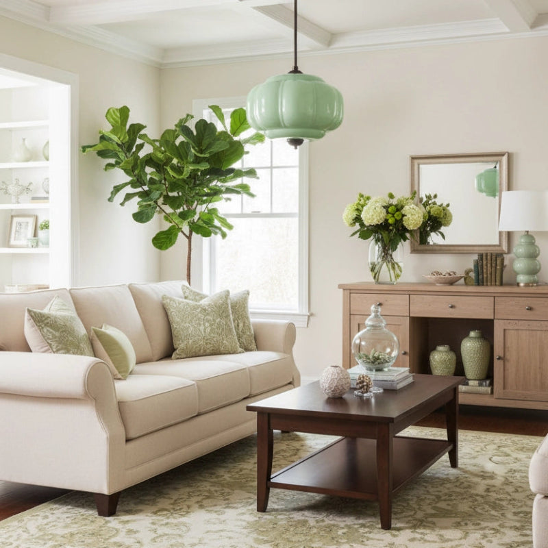 Vintage Milk Glass Eloise Semi-Flush Mount Pendant Light