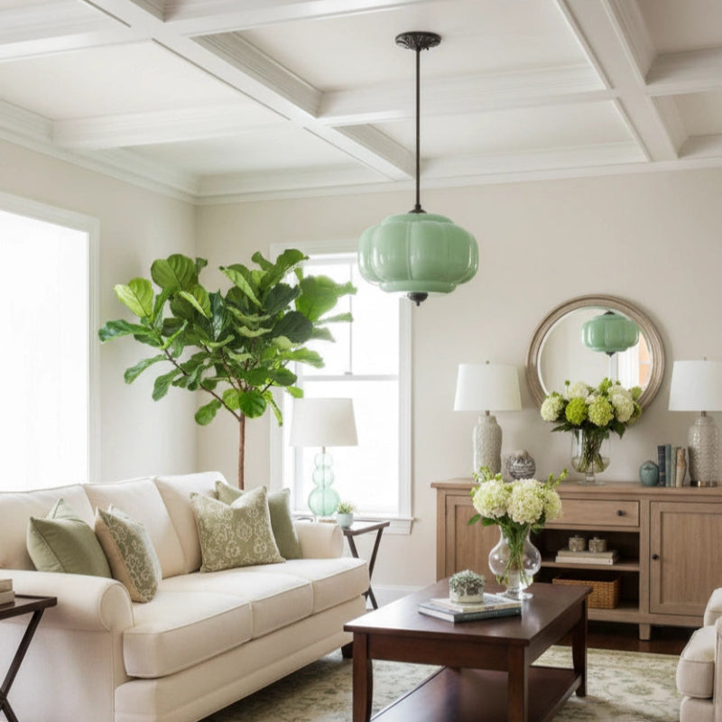 Vintage Milk Glass Eloise Semi-Flush Mount Pendant Light