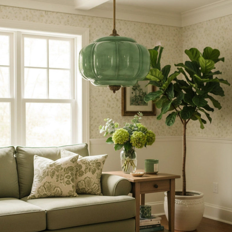 Vintage Milk Glass Eloise Semi-Flush Mount Pendant Light