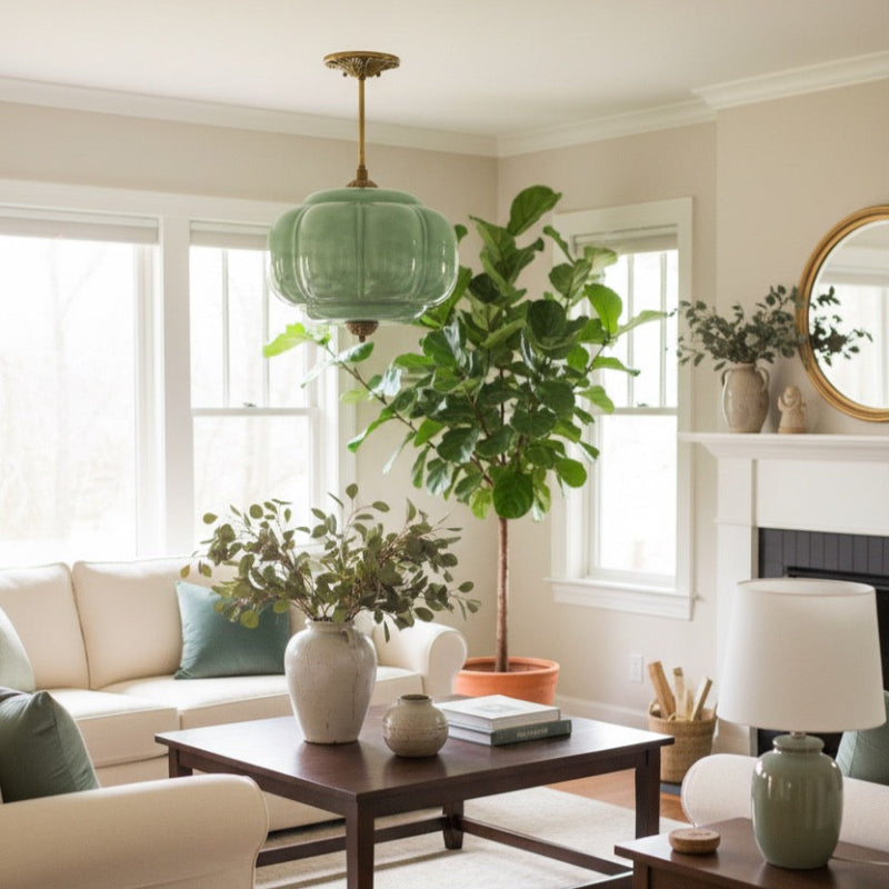 Vintage Milk Glass Eloise Semi-Flush Mount Pendant Light