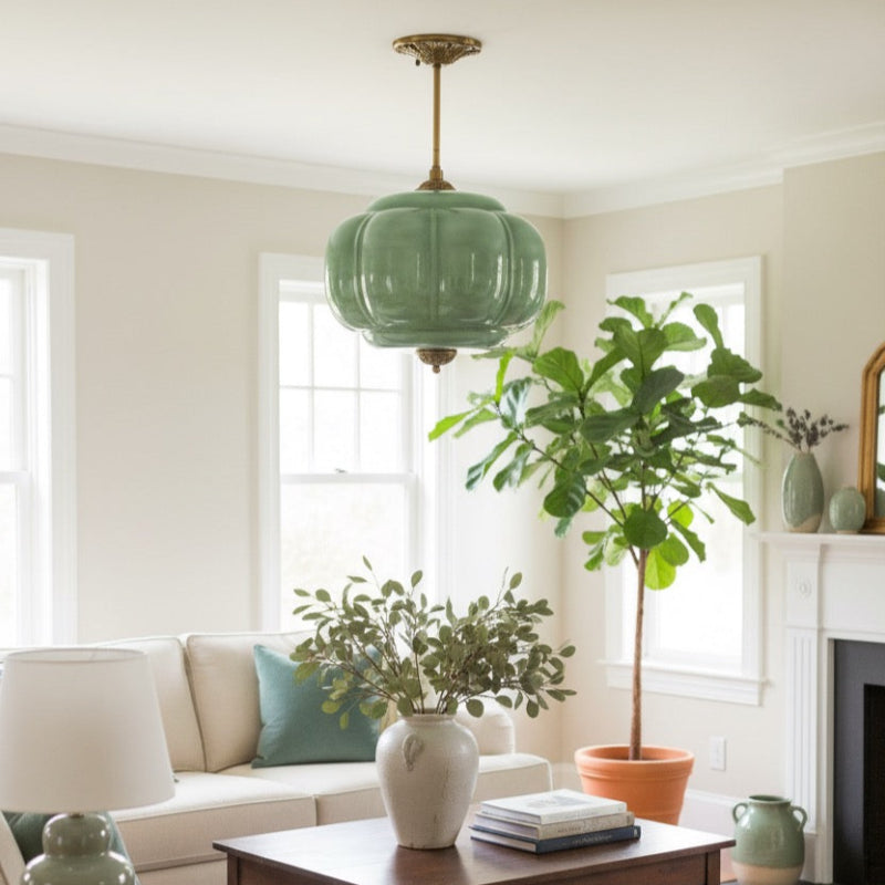 Vintage Milk Glass Eloise Semi-Flush Mount Pendant Light