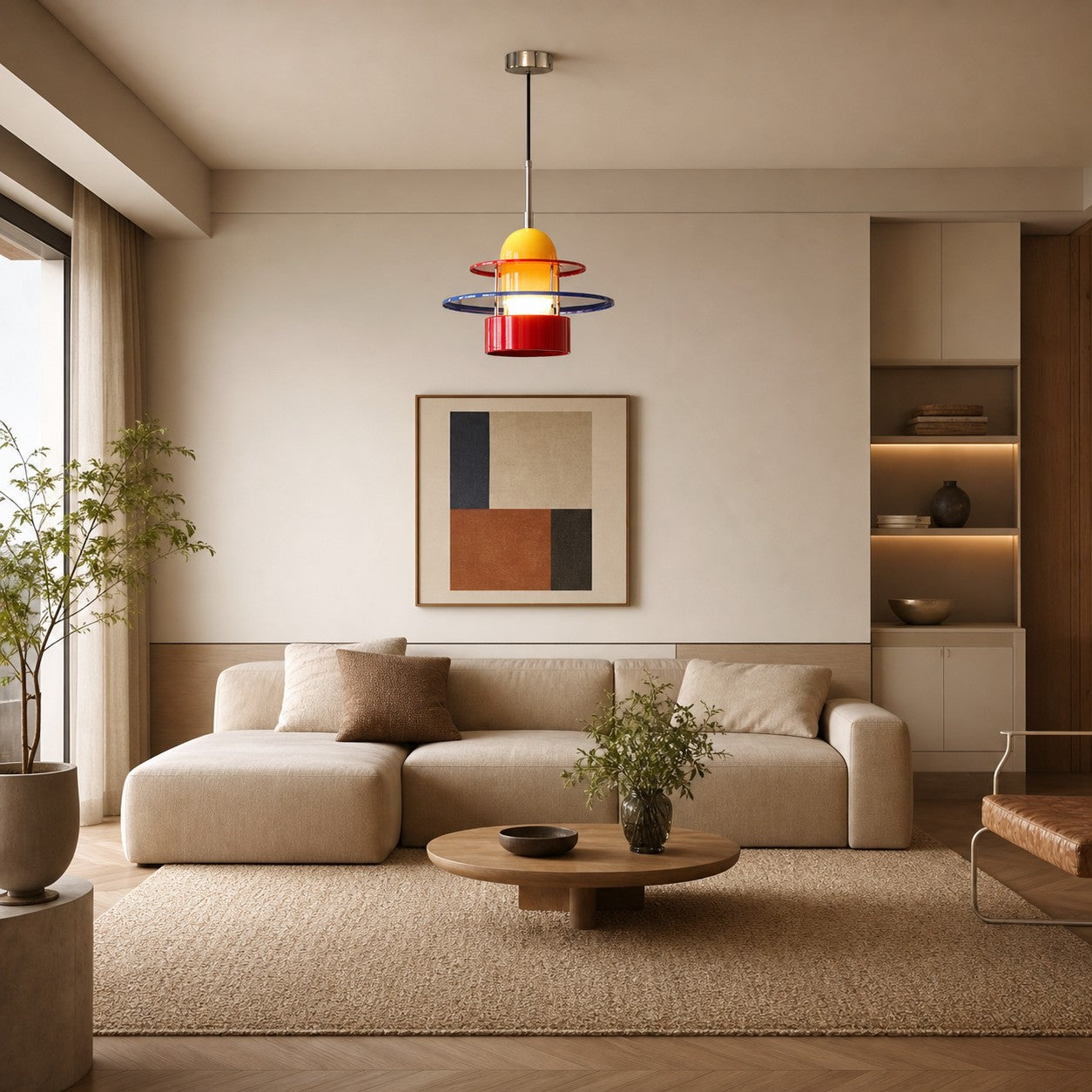 Bauhaus color block pendant light