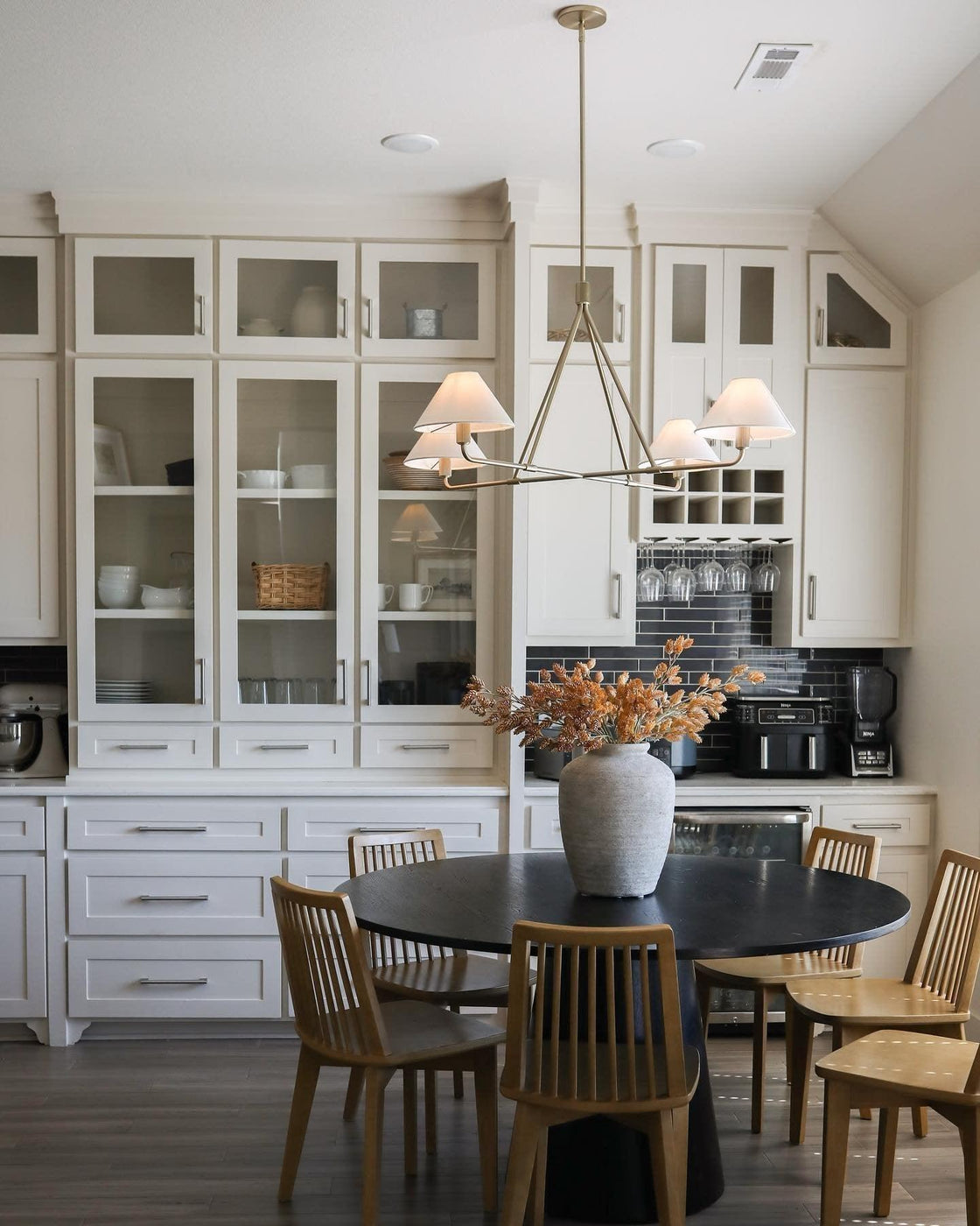 Diora Chandelier - Modern Metal Fixture with Linen Shades