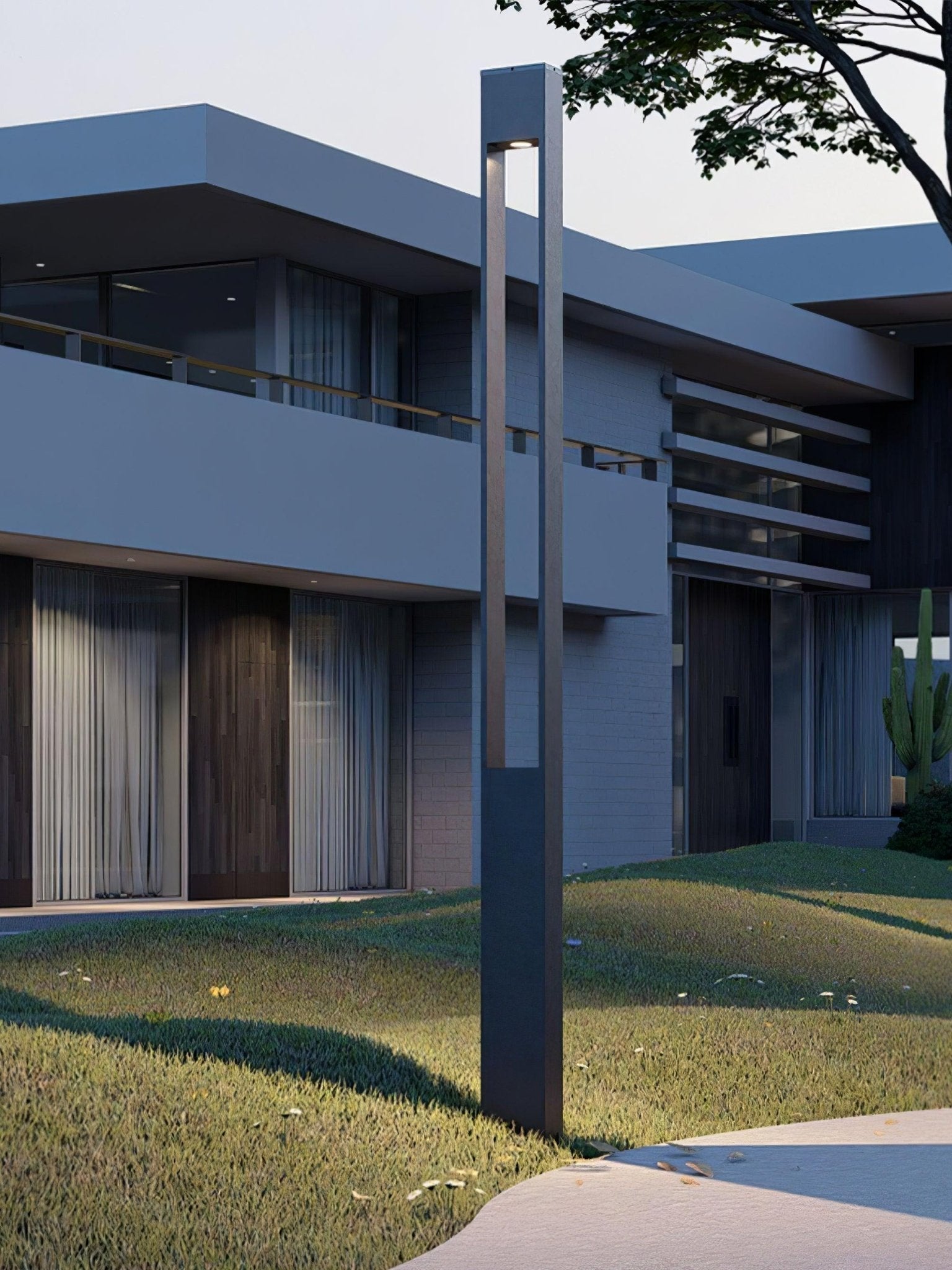 Modern Pole Outdoor Light - Geometric Post Garden Street Lamp