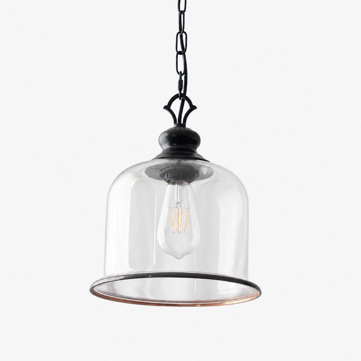 Vintage Glass Metal Pendant Light