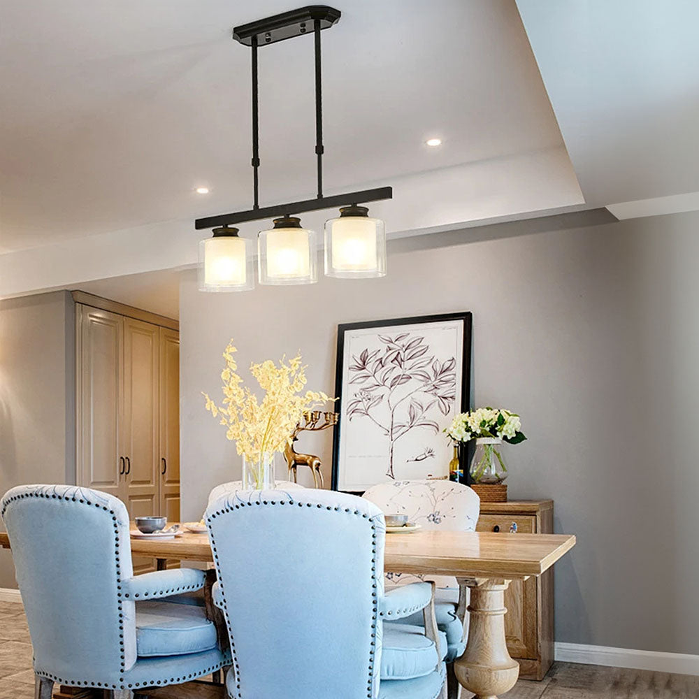 Kitchen Island Pendant Light - Modern Adjustable Height Glass Lighting