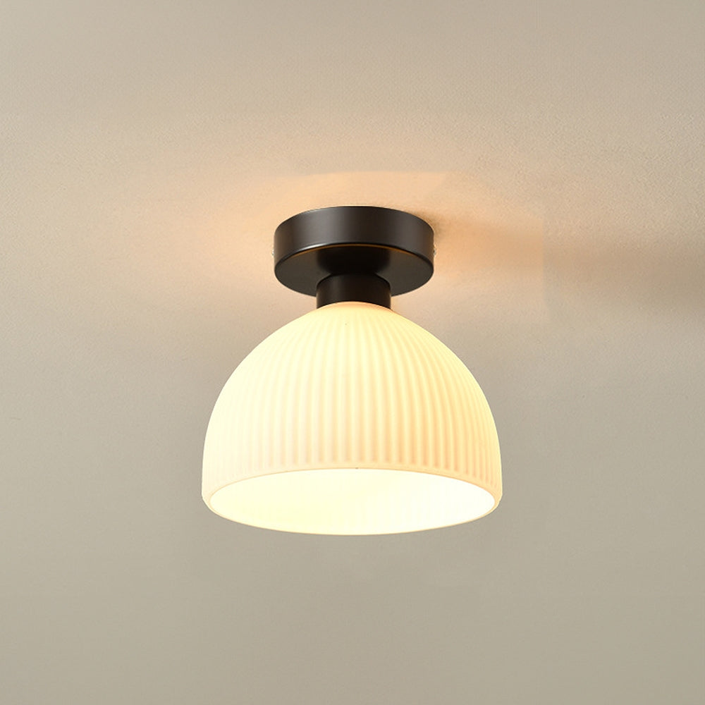 Chic Gold Ceiling Light - Mini Glass Striped Shade Lamp for Hallway