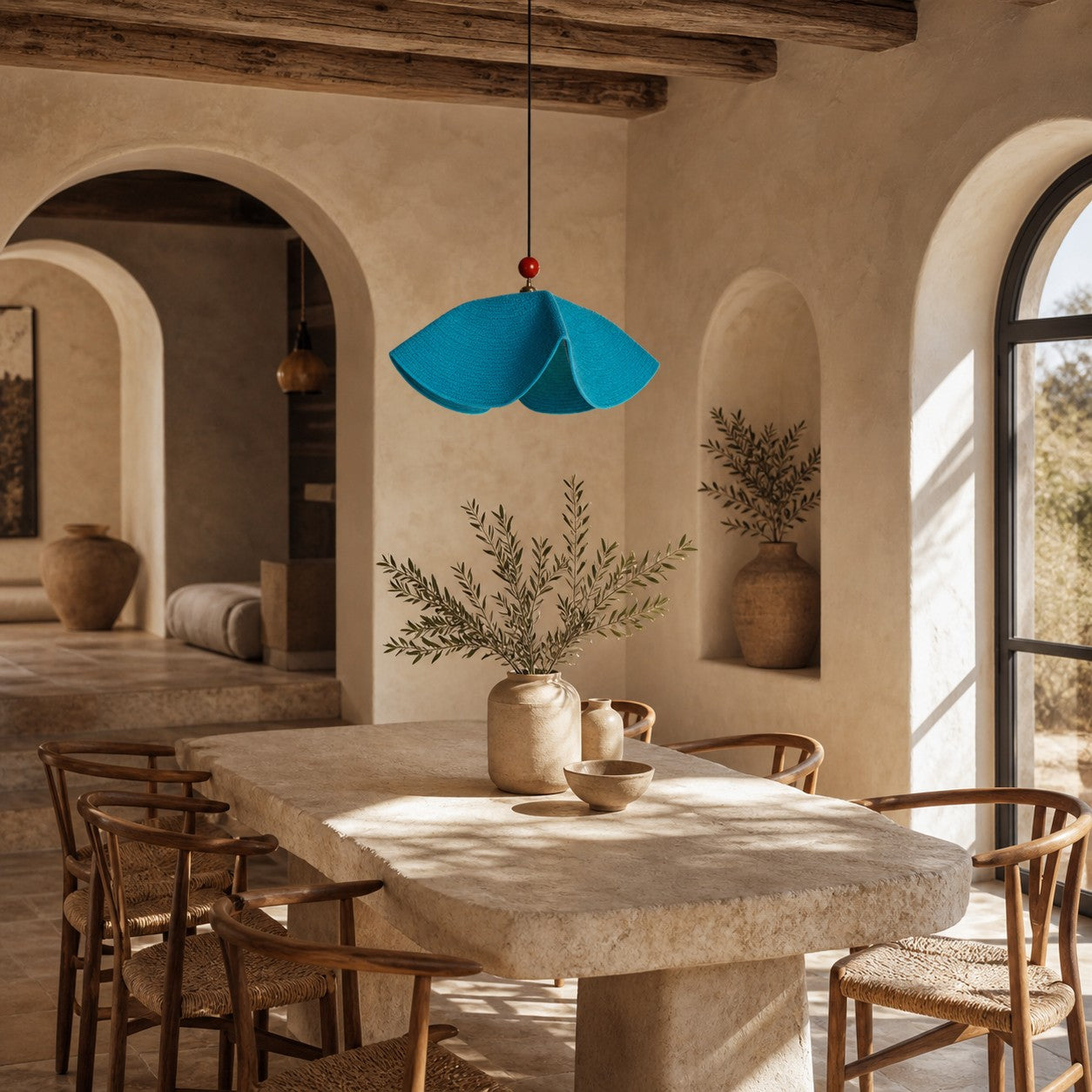 Sculptural Woven Fabric Pendant Lamp
