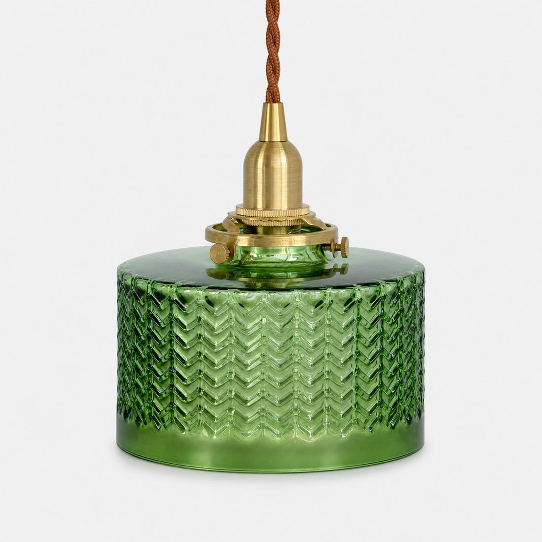 Complete emerald green textured glass pendant light