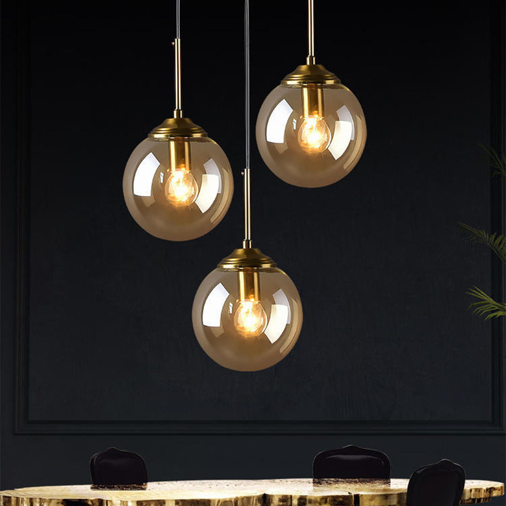 Glass Orb Pendant Light -  Industrial Ball Metal Lamp For Living Room