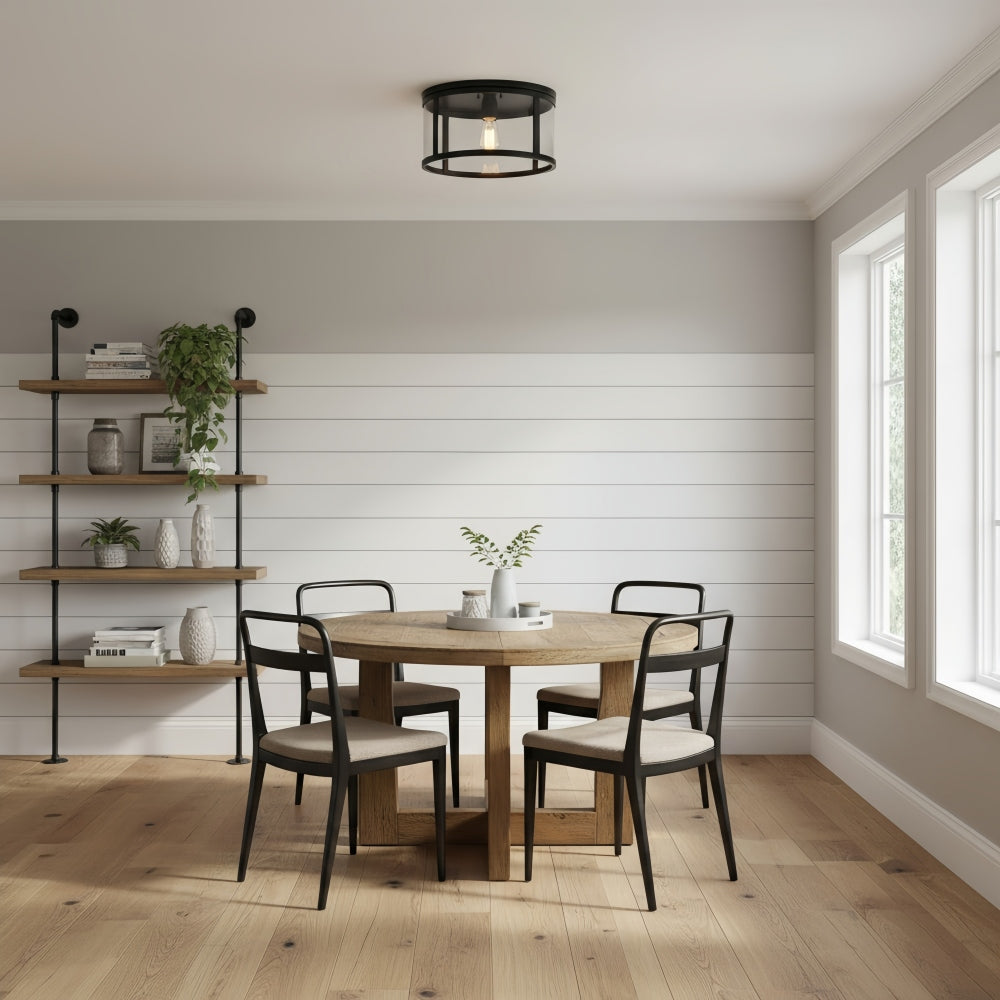 Ferrix Classic Outdoor Ceiling Lamp - Iron Glass Flush Mount for Porch