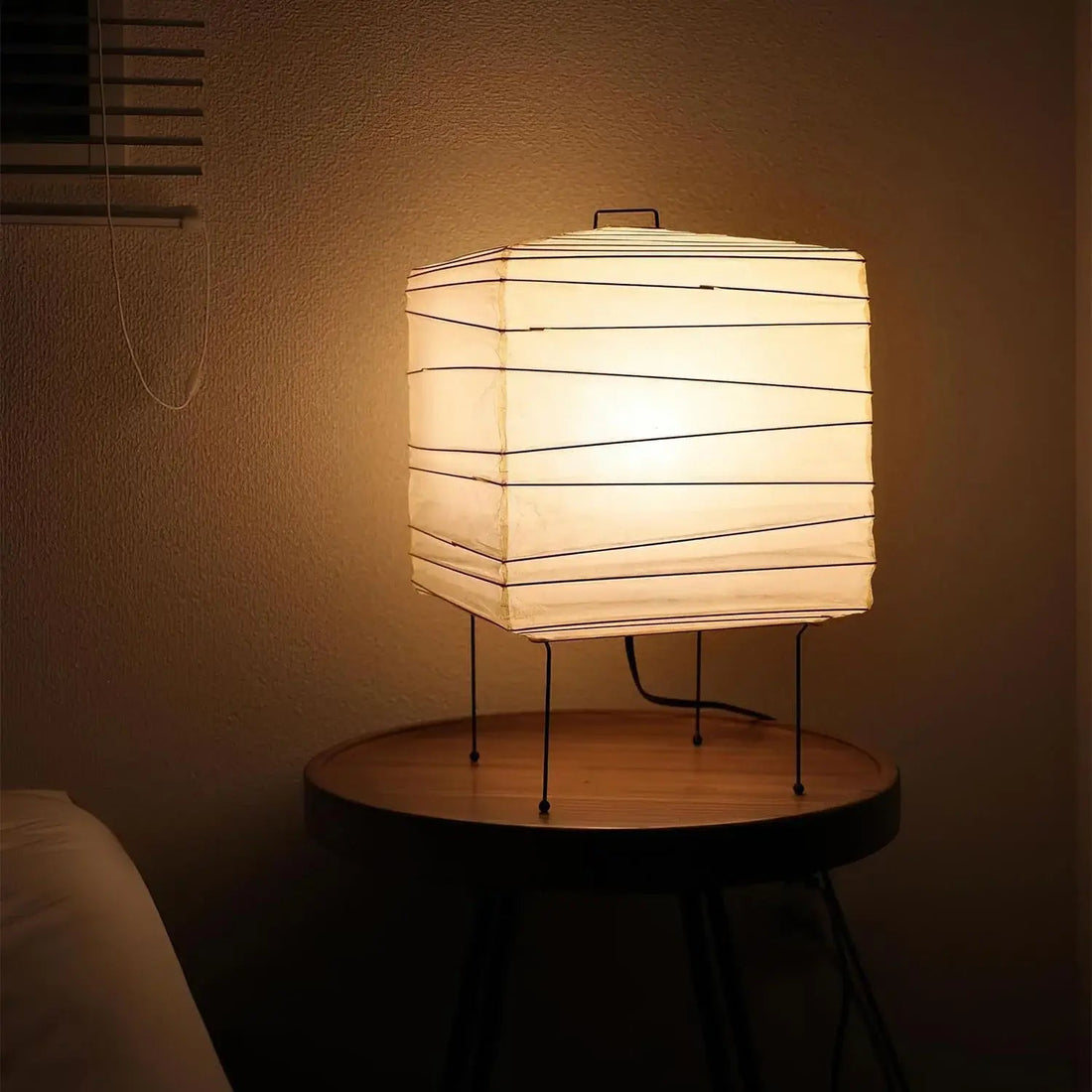 Minimalist Cube Table Lamp - Paper Lantern Inspired Lamp for Bedroom
