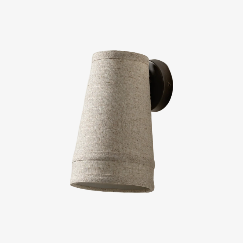 Zalen Textured Linen Bronze Wall Light – Soft Retro Wall Sconce for Reading Nook