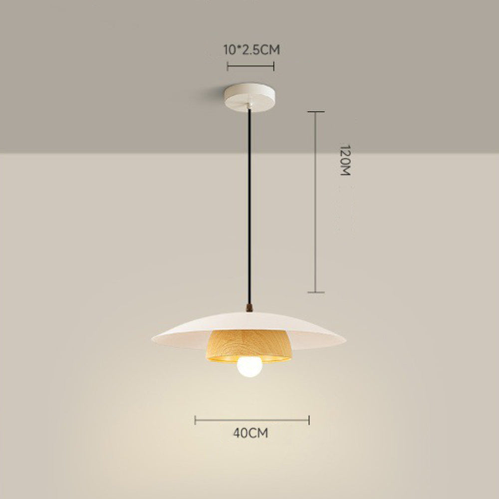 Modern Dome Pendant Light - Metal Wood Grain Fixture for Dining Room