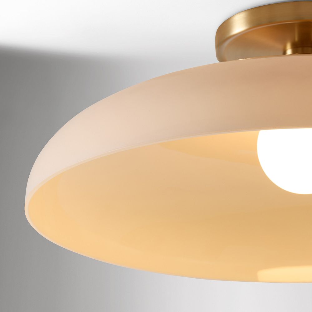 Vega Glass Flush Mount - Champagne-Tinted Globe Modern Glass Ceiling Light for Hallway