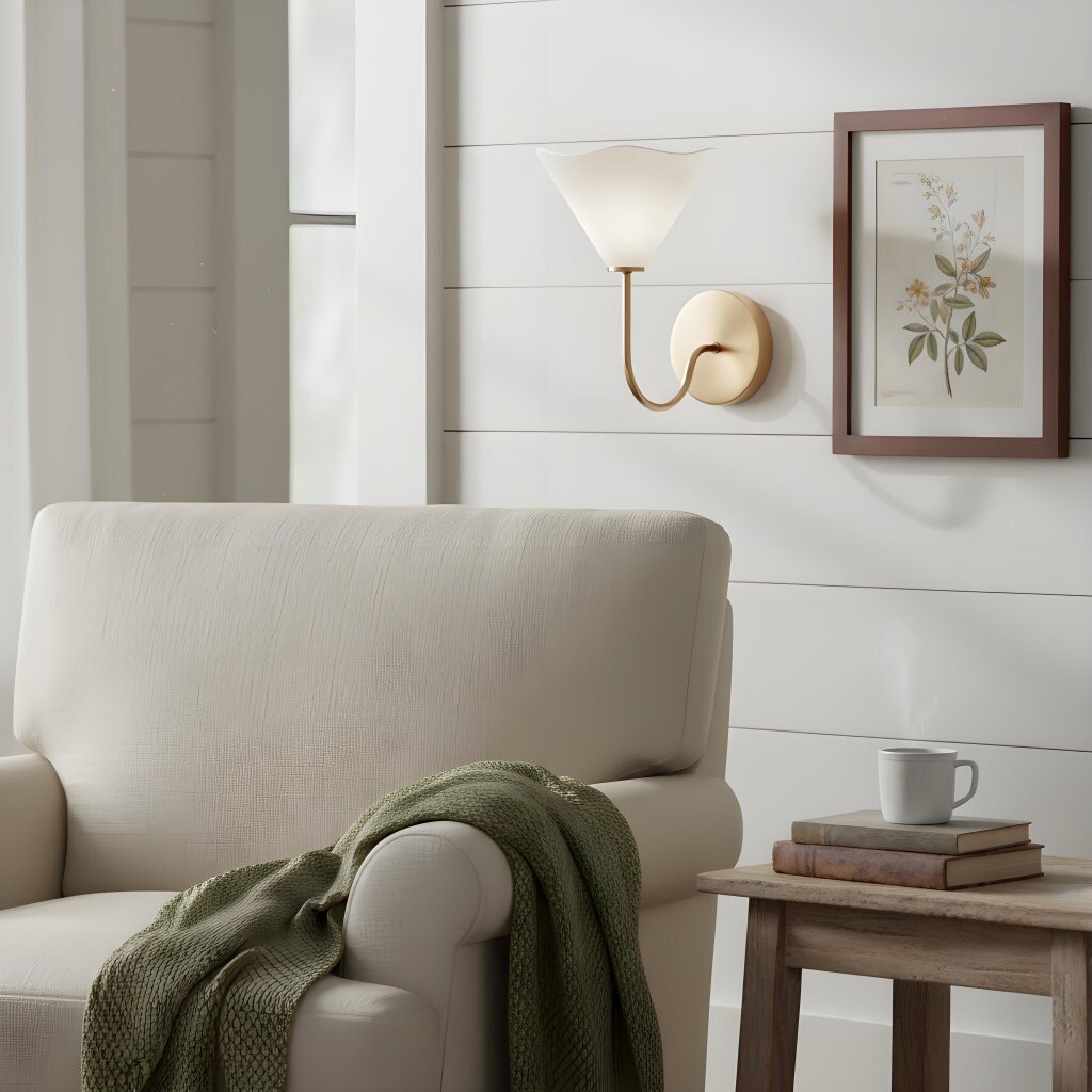 Kysara Brass Linen Wall Lamp - Sculptural Curves Design Suitable for Living Rooms, Bedrooms and Bathrooms