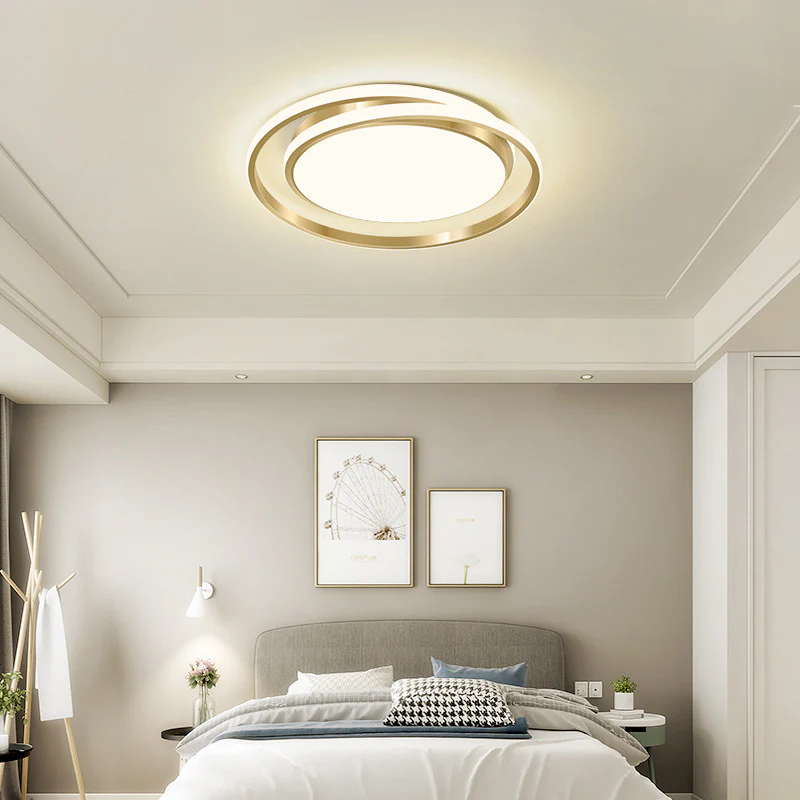 Metal LED Circle Ceiling Light - Modern Acrylic Design for Bedroom
