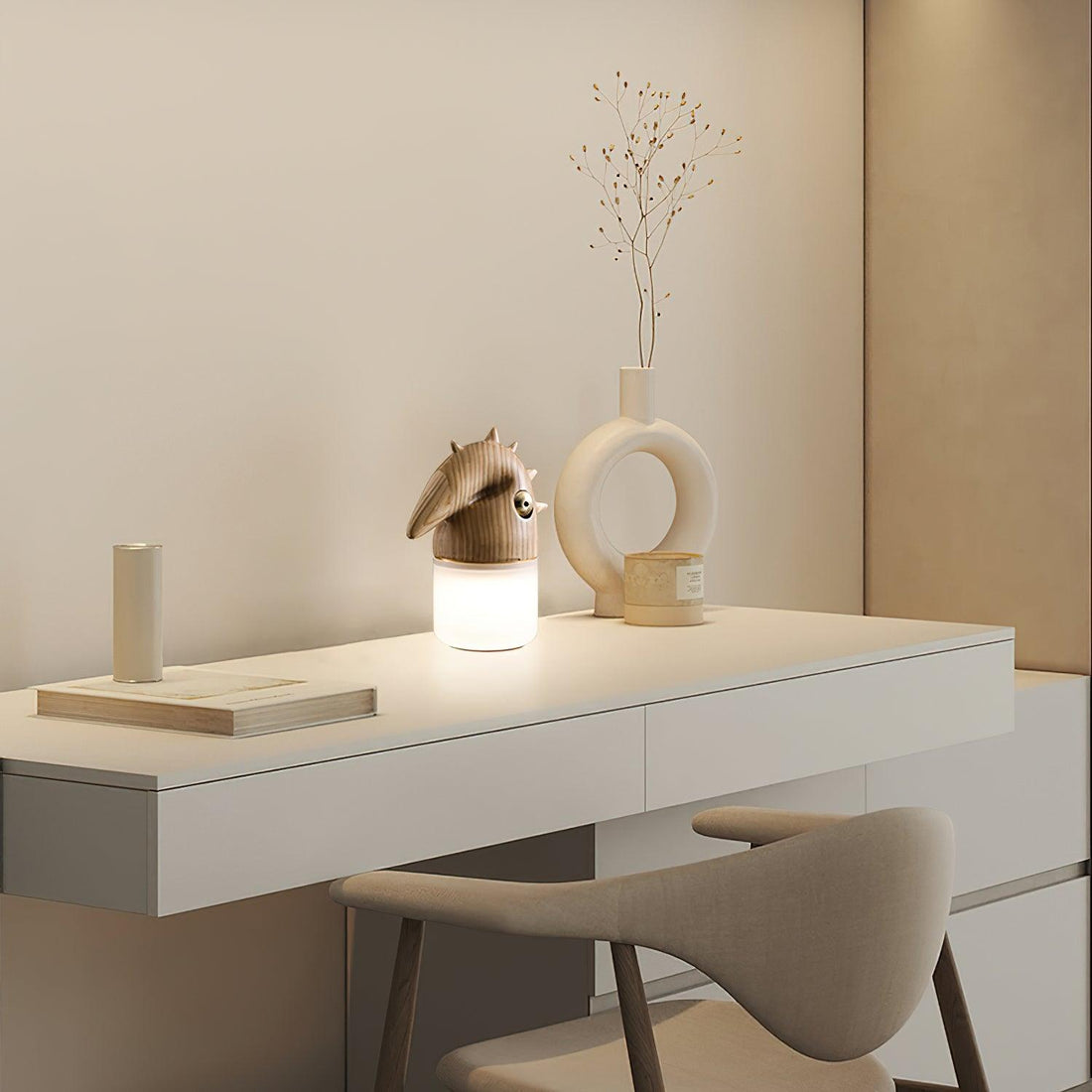 Tischlampe mit Akku - Dekoratives Rosshaarlicht fürs Schlafzimmer