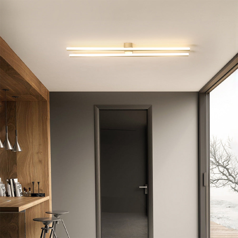 Double Linear Ceiling Light - Industrial Iron LED Lamp for Living Room